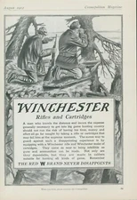 1912 Winchester Rifles Cartridges Big Game Hunters Woods Scope Vtg Print Ad CO4