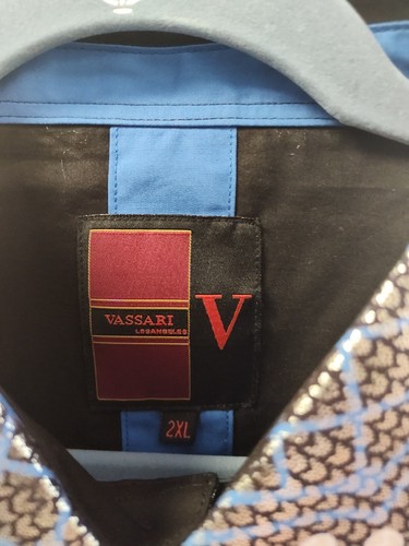 Hombre Vassari Los Angeles Manga Larga Abotonada Azul LLAVE GRIEGA PLATA TALLA 3XL - Imagen 2 de 13