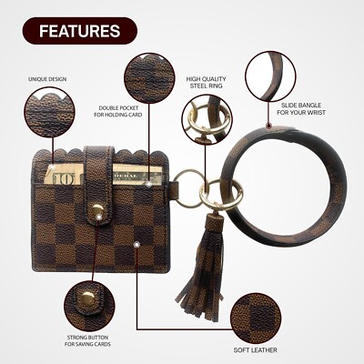 Key Chain Bracelet, Multifunction Circle Wristlet Tassel Key Ring Bangle Wallet