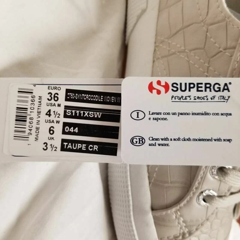 Zapatillas Superga Croc Repujadas Unisex M 4.5 W 6 Taupe S111XSW Tejidas Con Cordones Foto 3 de 4