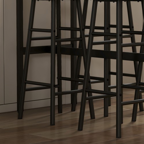 HOMCOM Set 5pz Tavolo Rettangolare e 4 Sgabelli in MDF e Acciaio Nero e Marrone - Foto 10 di 10