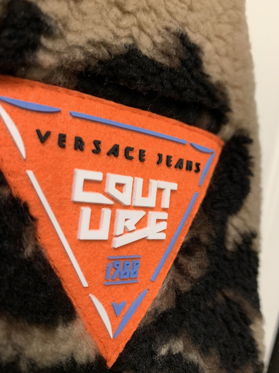 NWT VERSACE JEANS COUTURE FUR JACKET WITH HOOD E73HASA10 EU0007