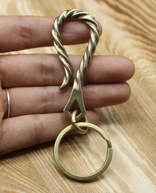 Solid Brass Pattern Keychain Pants Clip Hook Bag Hook Car EDC Key Hang