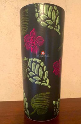 Scheurich Pottery Vase Made In Germany 501-25 Amazon Black Tropical Floral 9.5''