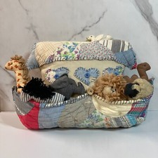 Vintage Noahs Ark Pillow Handmade Patchwork Quilt Removable Animals Kids READ