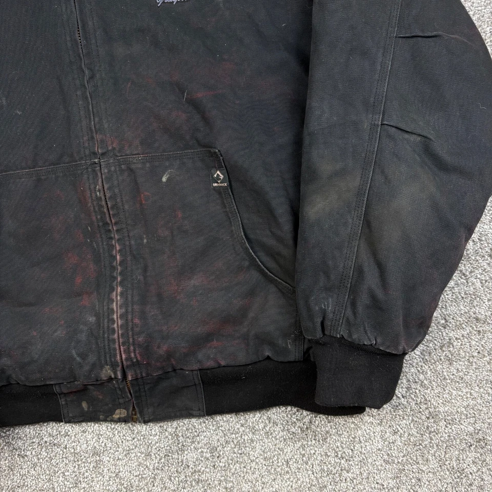 Chaqueta de Lona Dri Duck Para Hombres 2XL Negra Lona Pesada Con Capucha Estilo Carhartt Logo Foto 4 de 4