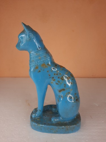 UNIQUE ANCIENT EGYPTIAN GODDESS Cat Sculpture , Goddess Cat Figurine , Handmade - Picture 5 of 7