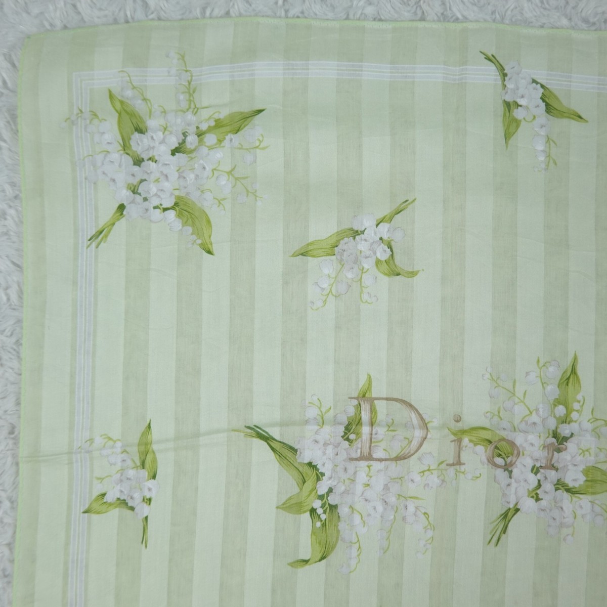 M676 DIOR Green Flower Cotton Scarf Scarves Pocket Square 19