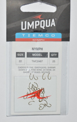 tiemco umpqua fly trout hooks size 22 value pack tmc2487 down eye caddis pupae