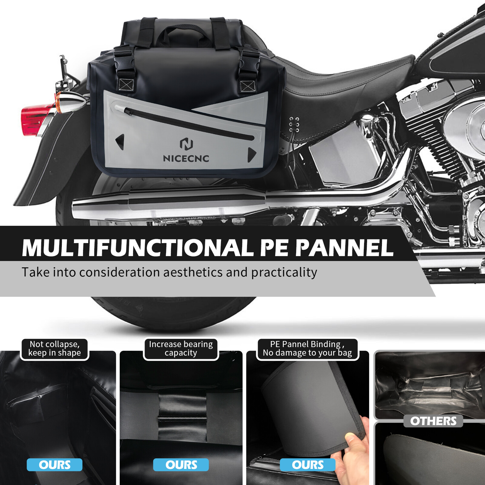 Pair Universal Motorcycle Saddlebags 2 Motorbike Panniers Waterproof