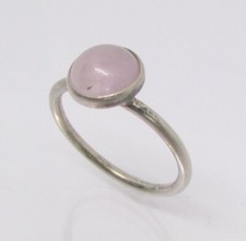 925 Sterling Silver Round Rose Quartz Solitaire Ring Size 6 - 1.9g