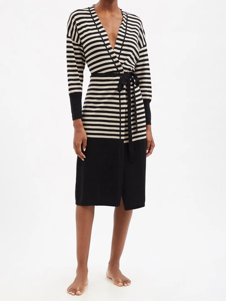 ERES Sillage Rayas Lana Cachemira Suéter Bata Cárdigan 1 XS S Foto 2 de 4