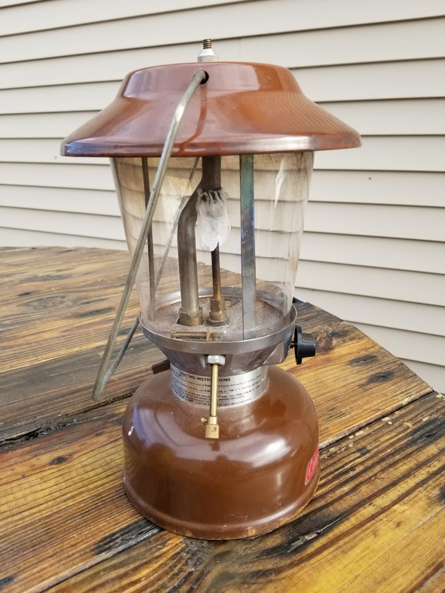 Vintage Coleman 275 Brown Lantern w/ Clamshell Case, Funnel