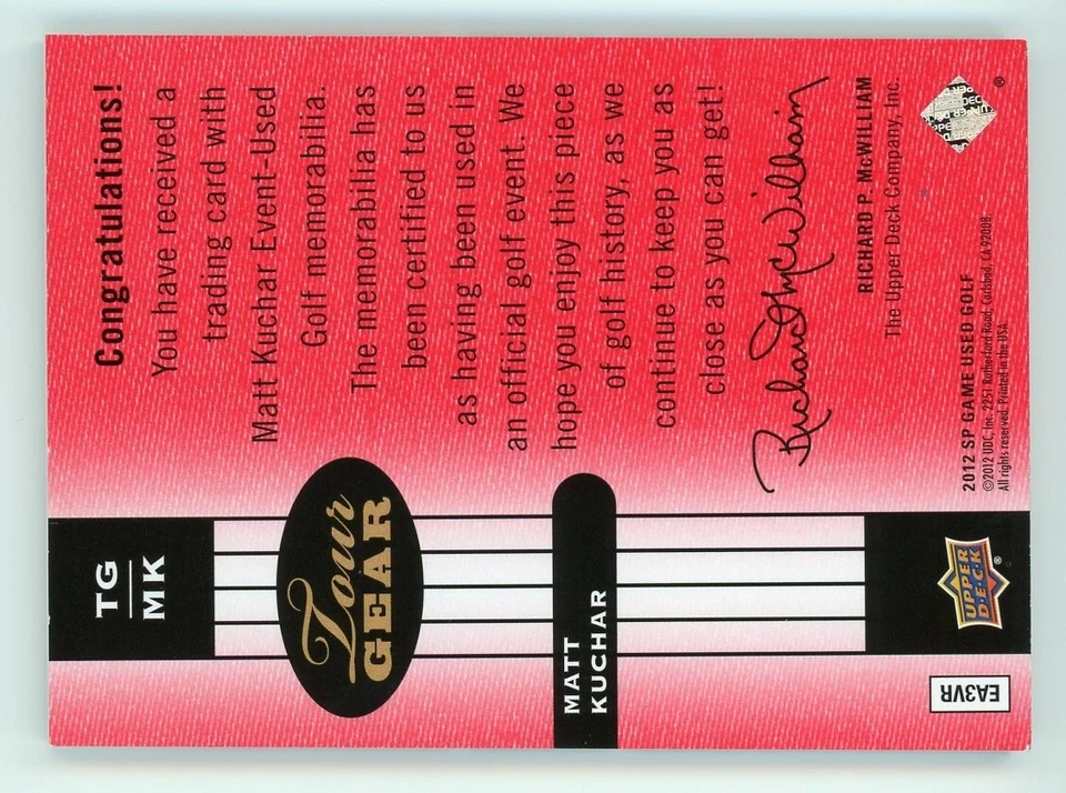 Golf SP Game 2012 usado #TG-MKMatt Kuchar Tour Gear Prime 1/2 Foto 2 de 2