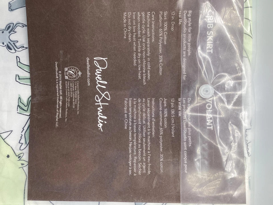 *NUEVO EN PAQUETE* DWELL STUDIO Safari Animal Estampado Caravana Cuna Falda Polvo Volantes, NUEVO Foto 3 de 3