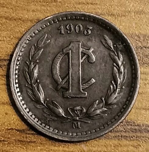 1903 Mexico 1 Cent Coin “M” VERY GOOD Mexican Federal Republic Copper Centavo