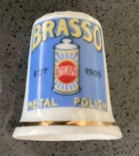 Brasso metal polish Advert English Bone China Thimble