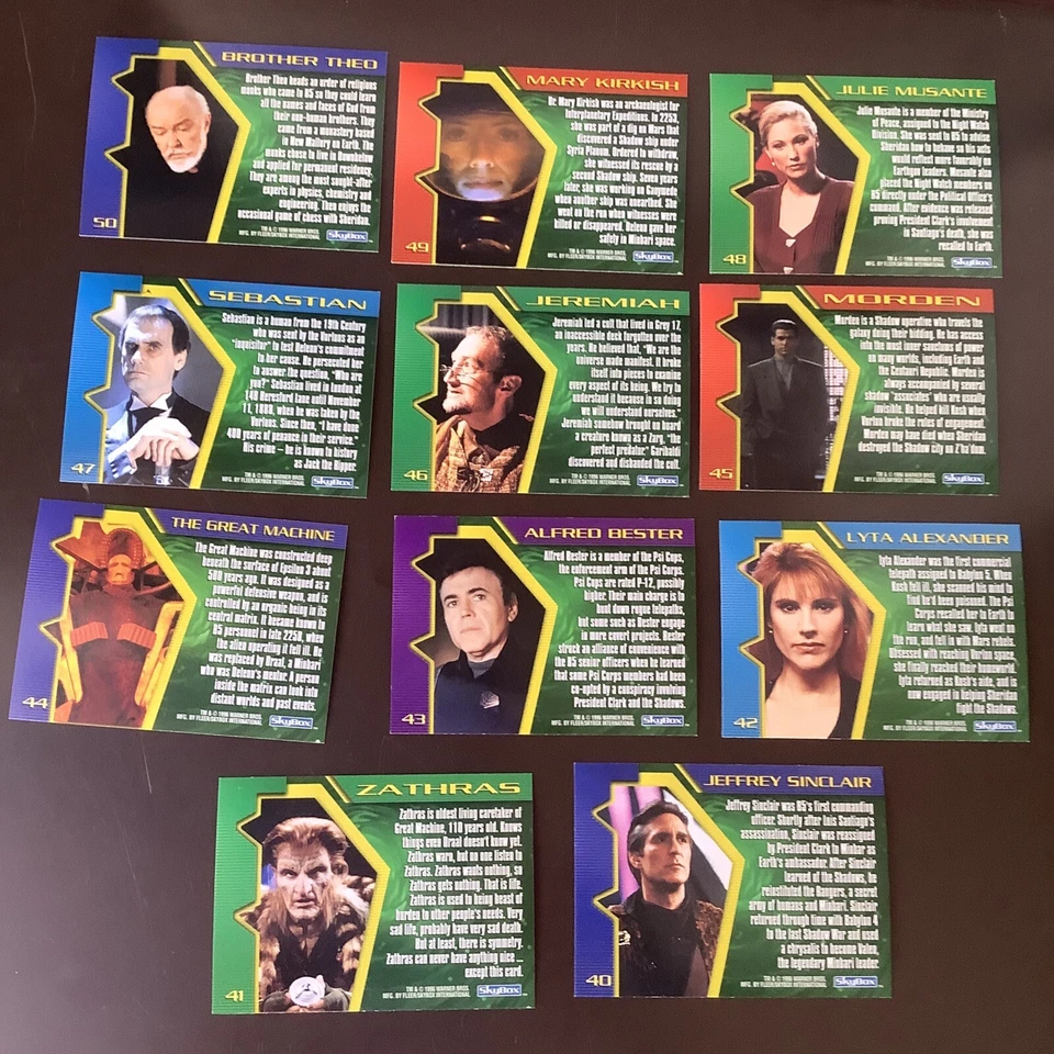Babylon 5 Profiles 11 Cards Character  Fleer Skybox 1996 Numbers 40-50 WB1 - Image 2 of 2