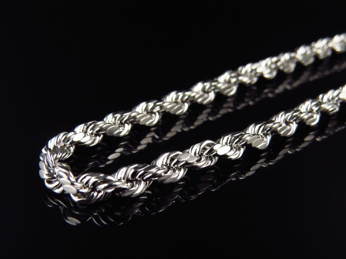 Men's Or Ladies 10K White Gold Hollow Rope Chain 3.5MM 18-28
