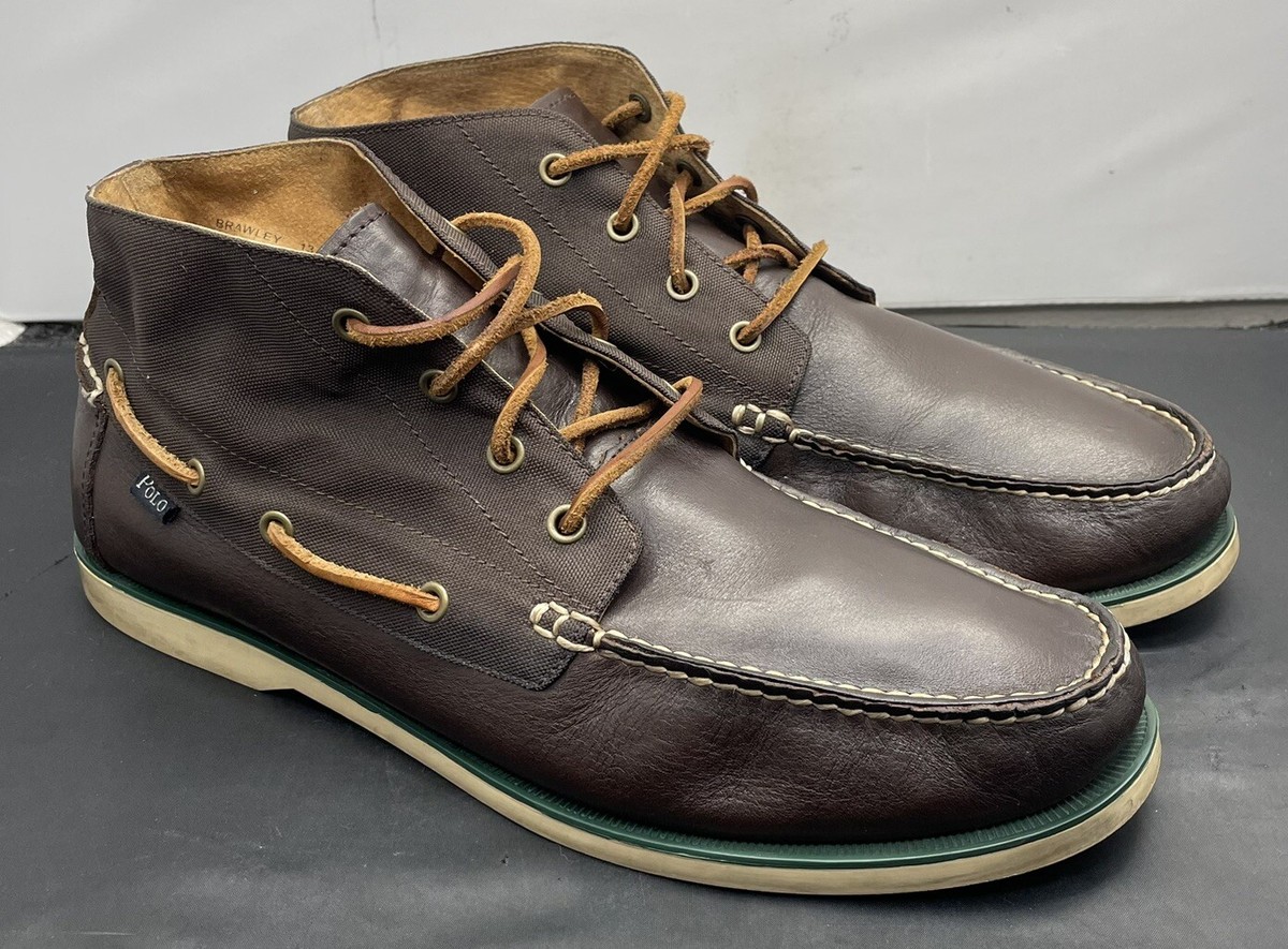 POLO Ralph Lauren RRL Brawley Brown Leather and Canvas Boots Mens 13 Fast Ship s7-1175868_lifestyle?$rl_4x5_zoom$ main image 4