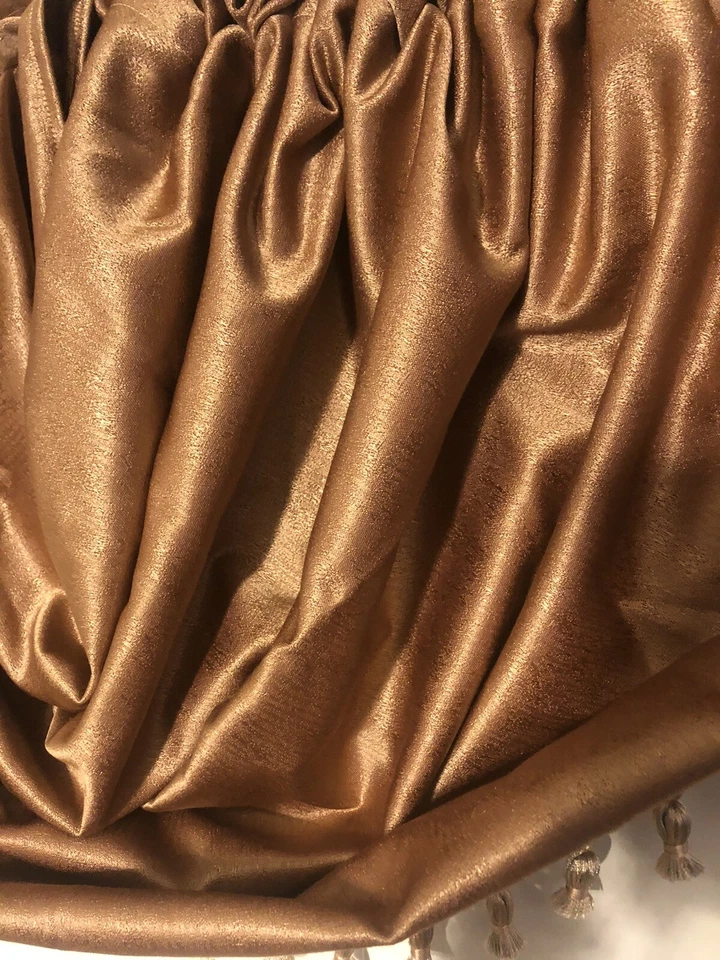 1- Burlington Waterfall Crystal Beaded Rod Pocket Single Valance - 20X40 Gold - Image 2 of 4