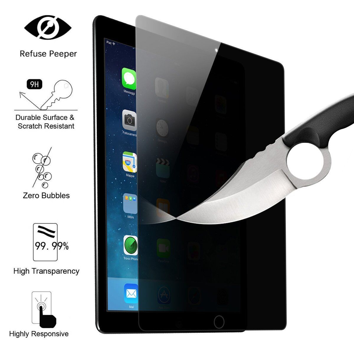 iPad Mini Pro Air Premium Privacy Anti-Spy Tempered Glass Screen Protector