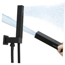 Brass 2 in 1 Function Handheld Shower Sprayer Head with 59" Matte Black Square