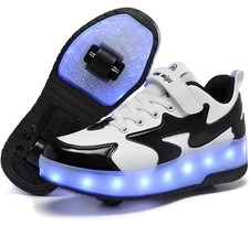 Led Light up Roller Skates Shoes Sport Sneaker Boys Girls Kids Rechargeable