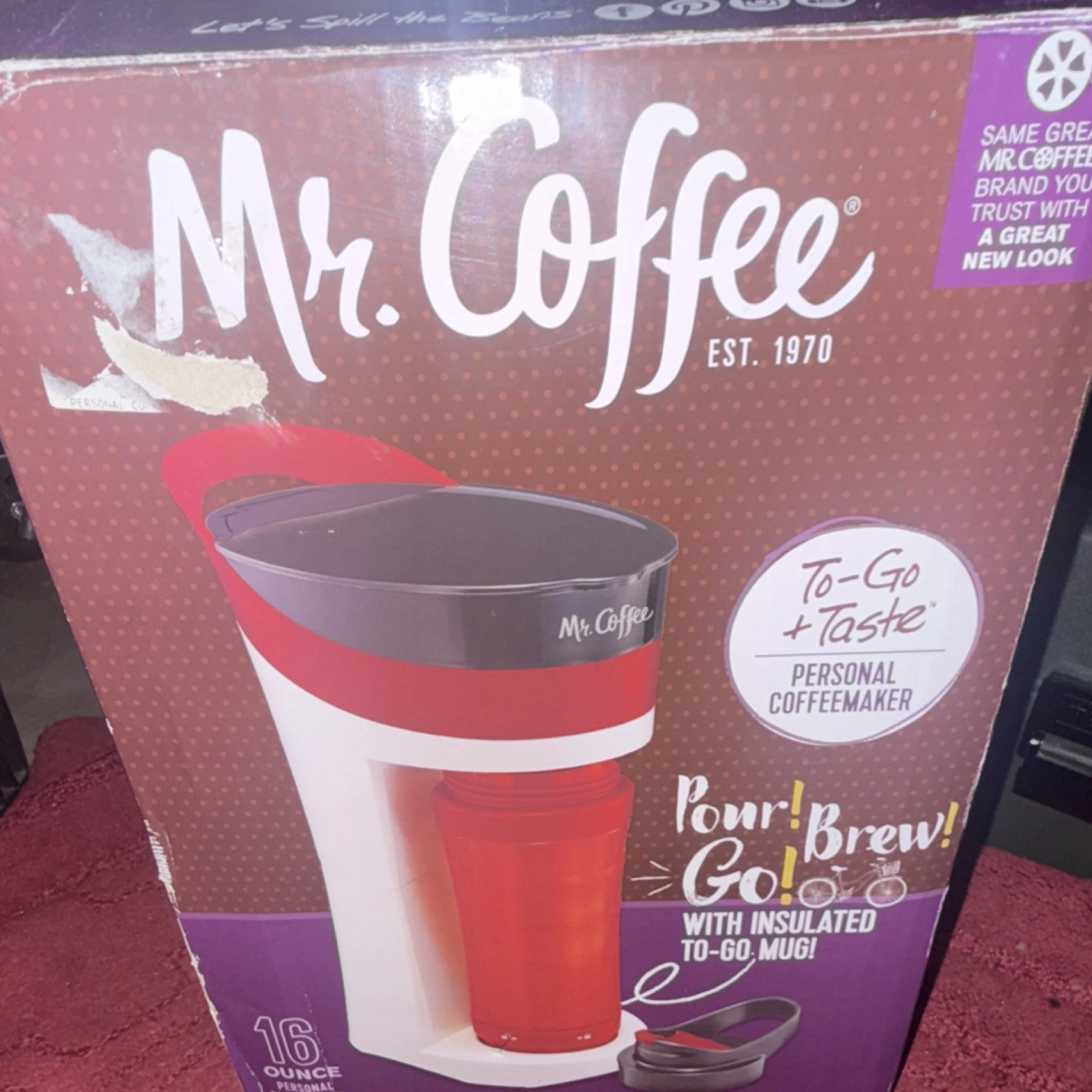 Mr. Coffee Pour Brew Go Personal Coffeemaker 16oz To-Go Mug Permanent Filter