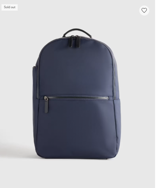 NWT QUINCE VOYAGE NYLON SLIM TRAVEL BACKPACK CARRYON MSRP $98 LAPTOP NAVY