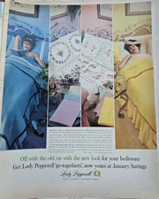 1962 Lady Pepperell Allegro Bridal Rose Solo Stripe French floral Sheets ad