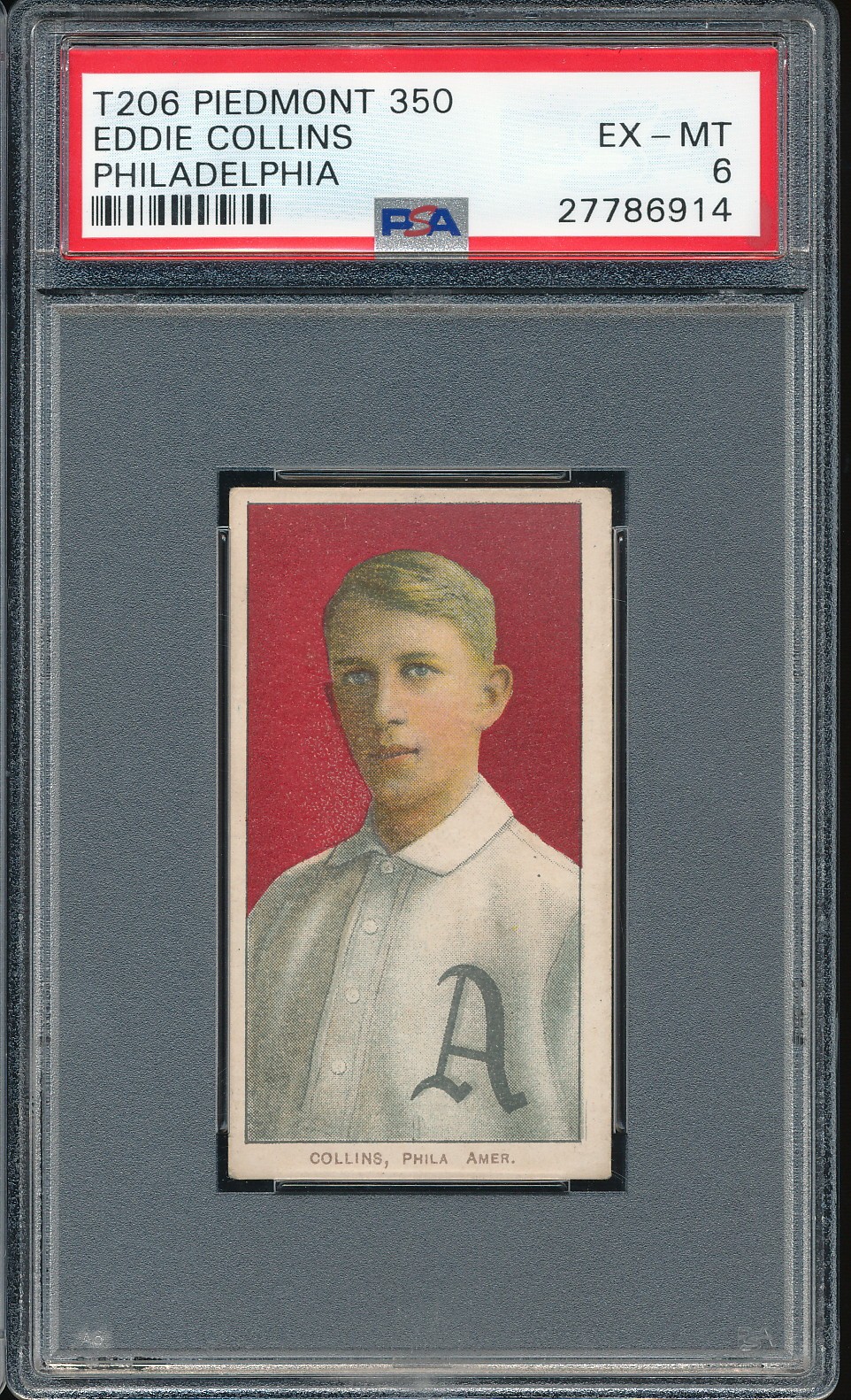 T206 Piedmont 350/25 Eddie Collins (HOF) PSA 6 - A's