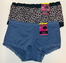 NWT 2 Maidenform Boyshort Panties 40760 Fabulous Fit Animal/Blue Size 6/M