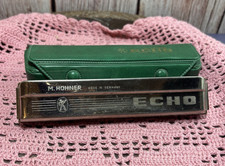 HOHNER Echo 2309 Chromatic Harmonica Key of C Silver/Green w/ Case