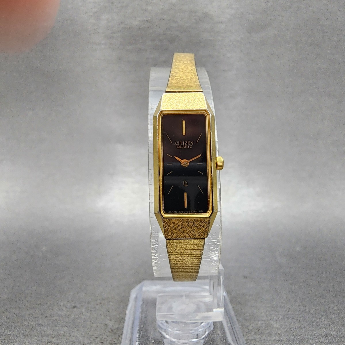 Citizen CQ Tank Watch Women 13mm Black Dial Gold Tone 2250-223373