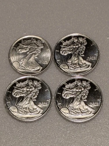 Lot of 4 Fractional Silver Rounds .999 Fine Walking Liberty ~½ oz Total Silver