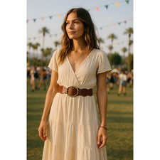 Handcrafted Cutout Leather Belt   Boho Western Style   Fits Up to 33  Waist