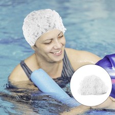 Ladies Three-dimensional Flower Swimming Cap Adult Stretch Women
