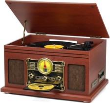 Bluetooth Record Player 10 in 1, 3-Speed Turntable for Vinyl with Speakers, L...