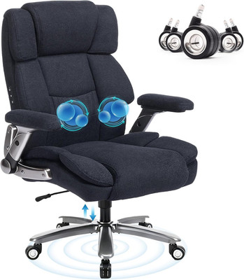 Big & Tall Massage Office Chair, 400LBS Capacity, Flip-Up Armrests, Black