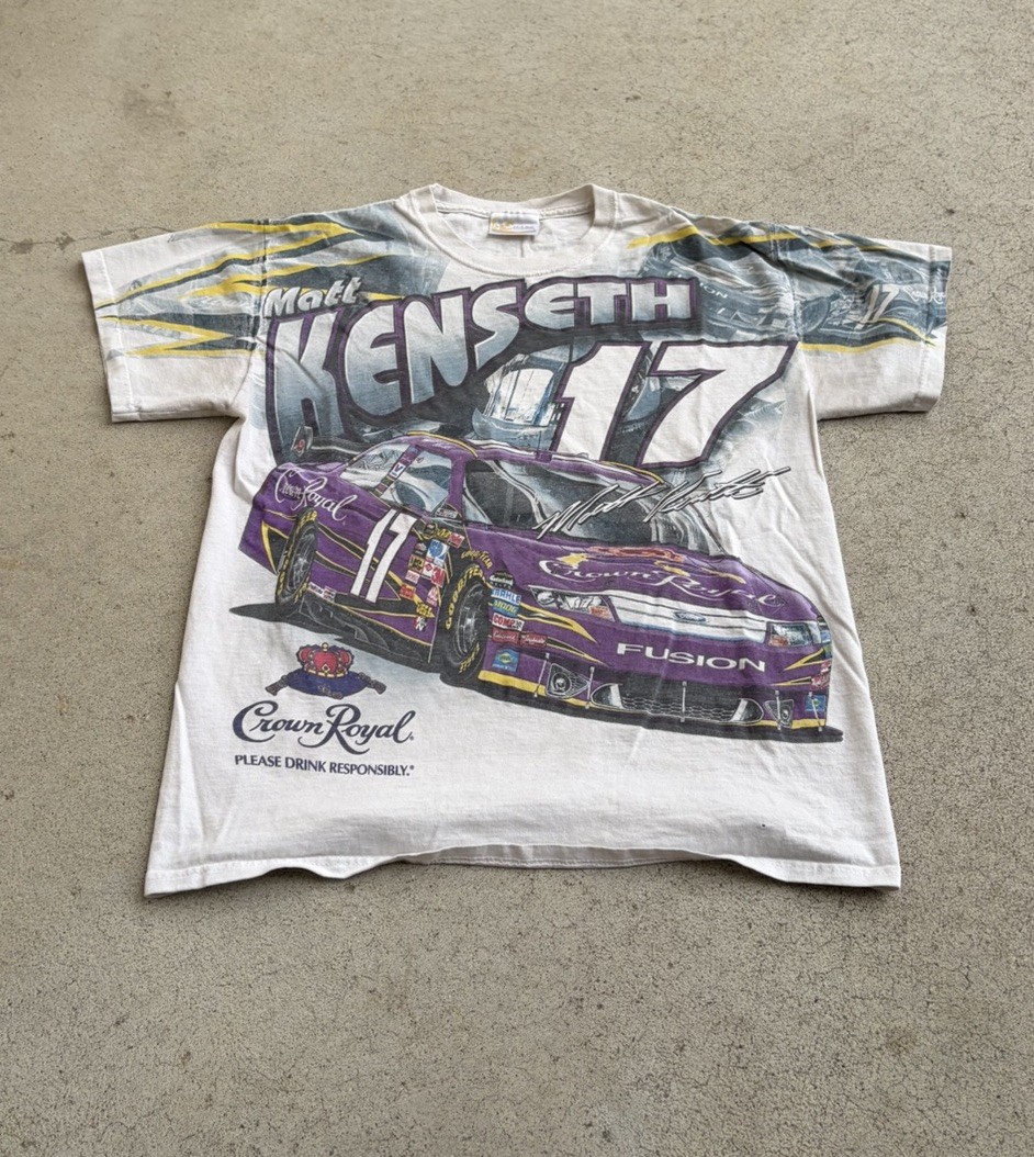 Chase Authentics AOP Matt Kenseth #17 Crown Royal NASCAR Shirt White Purple Sz M