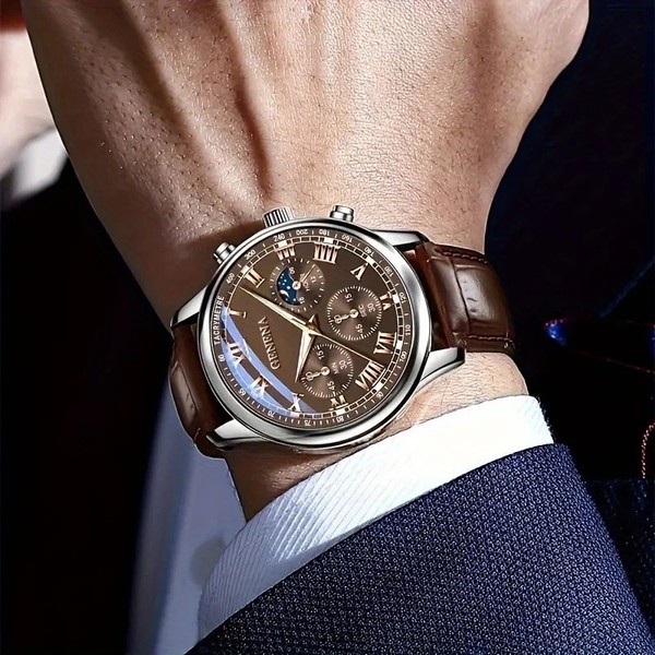 Reloj de Moda para Hombre de Negocios, Casual con Correa de Cuero y Movimiento de Cuarzo 2