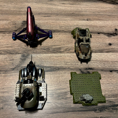 Mega Bloks Halo Vehicles Lot of 3 with 2 Minifigures & 1 Land Plate