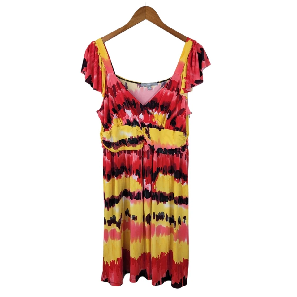 Y2K NY Collection Stretch Dress Size XL Sheath slinky Casual Vintage Red Yellow - Image 2 of 4