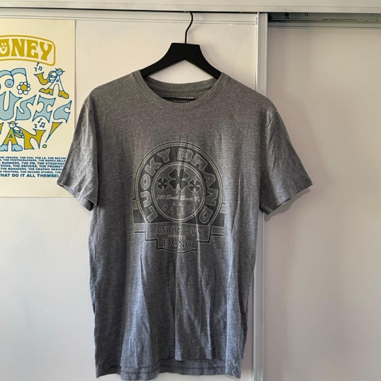Vintage Grey Lucky Brand Graphic Tee Size M