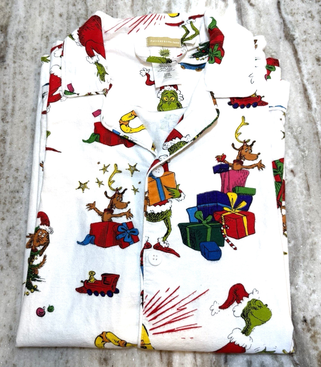 Pottery Barn Teen Adult XS Dr. Seuss's The Grinch Flannel (Pajama Top Only)