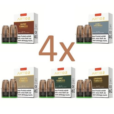 4 x 2er Pack OXVA Artio Prefilled Pods je 2ml Tobacco Tabak Aroma 8mg / 18mg