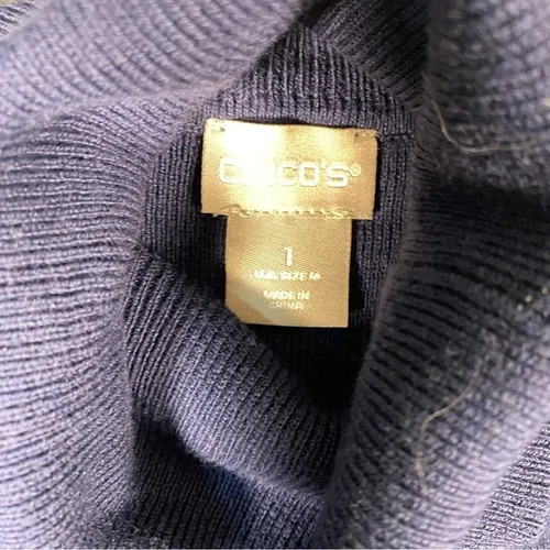 Chico’s Classic Turtleneck Navy Blue Size Medium - Picture 3 of 7