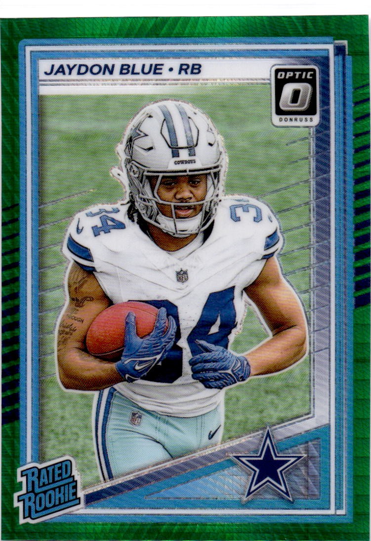 2025 Jaydon Blue 2025 Panini Donruss Optic 242 Green Hyper Rate Rookie