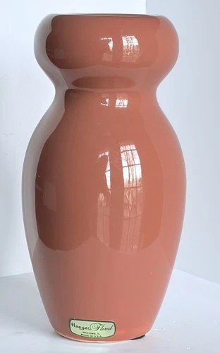 Haeger Rust Orange Terra Cotta Clay Colored 8 1/4” Curvy Vase With Sticker